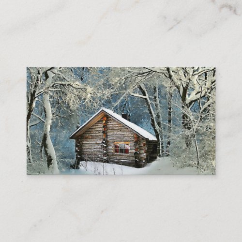 Rustic Log Cabin Winter Magic Business Card