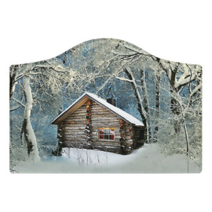 Rustic Log Cabin Winter Magic Door Sign