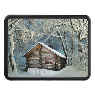 Rustic Log Cabin Winter Magic Hitch Cover