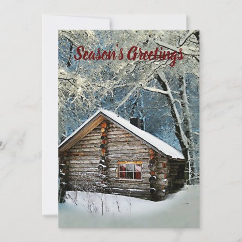 Rustic Log Cabin Winter Magic Holiday Card