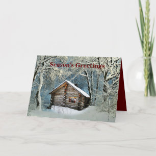 Rustic Log Cabin Winter Magic Holiday Card