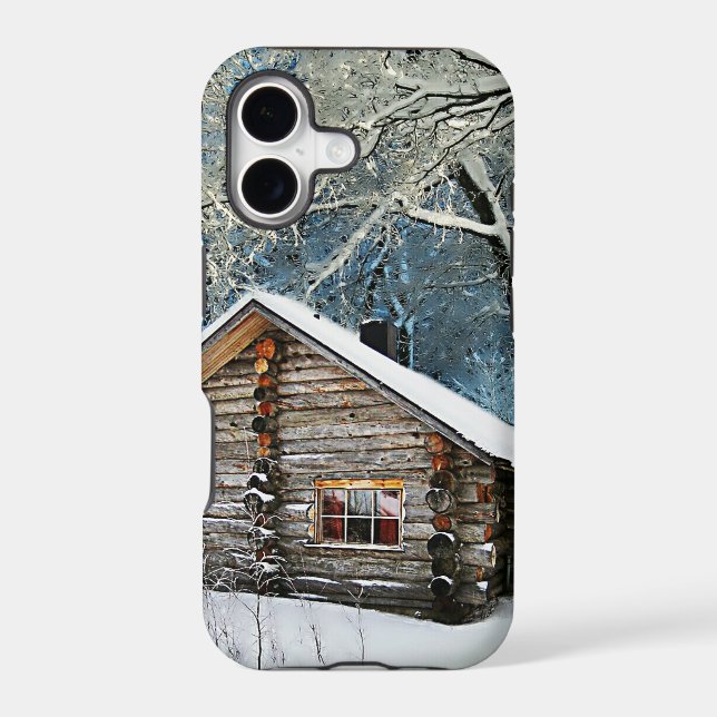 Rustic Log Cabin Winter Magic Iphone Case (Back)