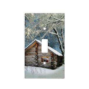 Rustic Log Cabin Winter Magic Light Switch Cover