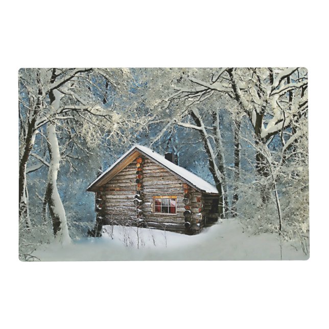 Rustic Log Cabin Winter Magic Placemat (Front)