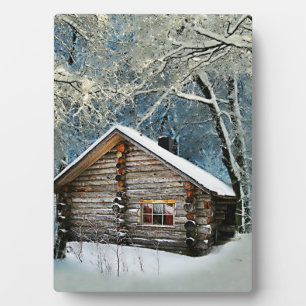 Rustic Log Cabin Winter Magic Plaque