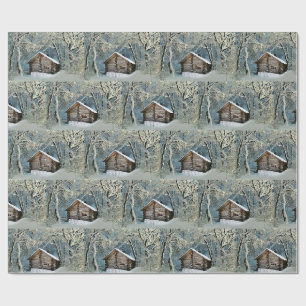 Rustic Log Cabin Winter Magic Wrapping Paper