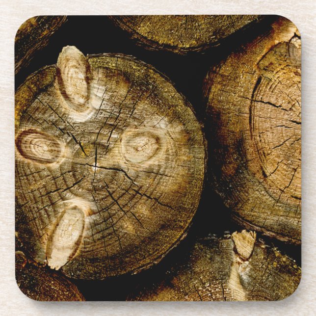 Rustic Log Roll Beverage Coaster (Front)