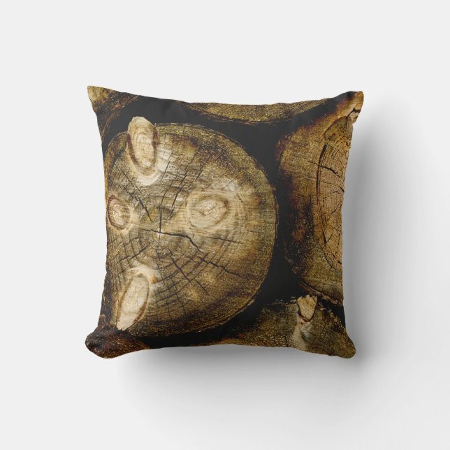 Rustic Log Roll Throw Pillow (Front)