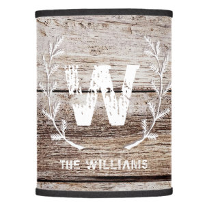 Rustic Log Wood Custom Monogrammed Farm House  Lamp Shade