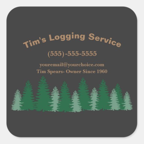 Rustic Logging Tree Company Service Square Sticker