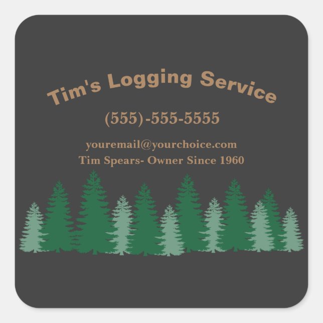 Rustic Logging Tree Company Service Square Sticker (Front)