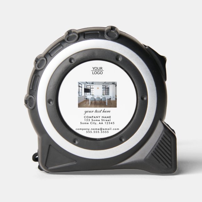 Rustic Logo Custom Text Photo Company Promotion Tape Measure (Front)
