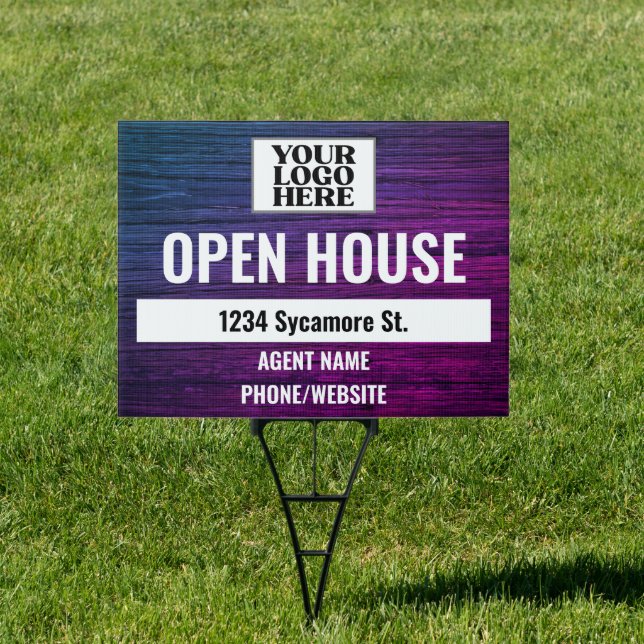 Rustic Logo Open House Street Address Realtor Name Sign (Insitu)