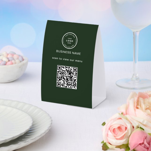 Rustic Logo Restaurant Menu QR Code Business Pedes Paper Table Tent (Insitu(Wedding))