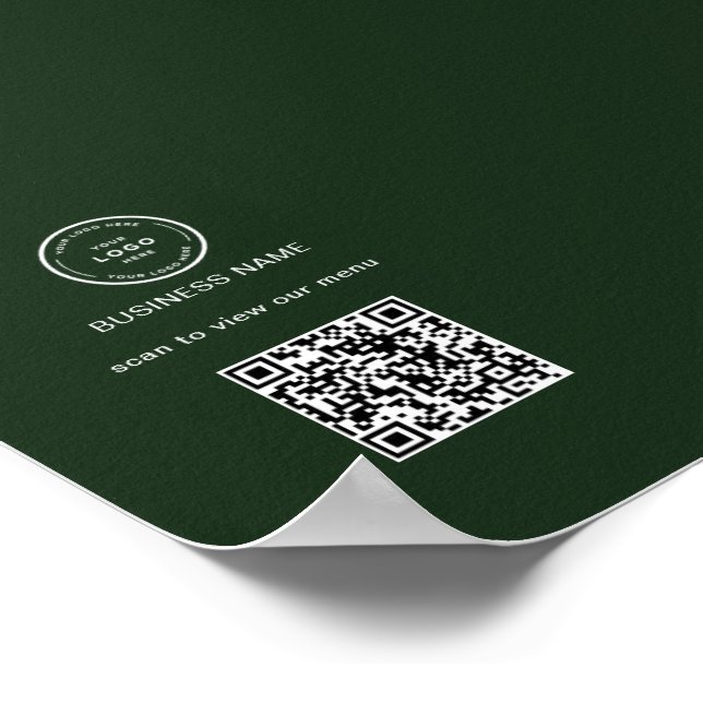 Rustic Logo Restaurant Menu QR Code Business Pedes Poster (Corner)