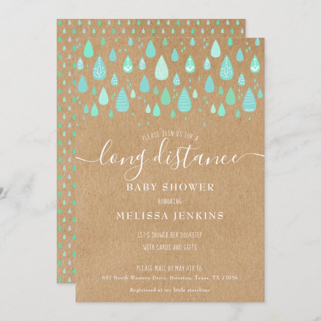 Rustic Long Distance Shower By Mail Invitation (Front/Back)
