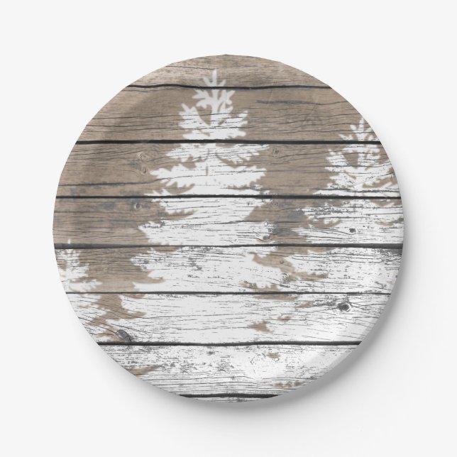 Rustic Look Pines Personalize Paper Plates (Front)
