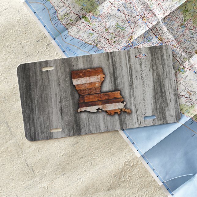 Rustic Louisiana Shape License Plate (In Situ)