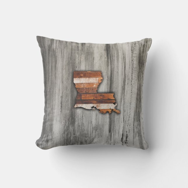 Rustic Louisiana Shape Throw Pillow (Front)