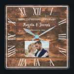 Rustic Love – 1st Anniversary Square Wall Clock<br><div class="desc">Celebrate a timeless love with this rustic wood-style keepsake featuring Roman numerals, warm tones, and a heartfelt personalization. The elegant photo placement and custom names make it the perfect gift for a 1st wedding anniversary. A beautiful reminder of a special date and a cherished memory—made to honor a couple’s lasting...</div>