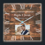 Rustic Love – 1st Anniversary Square Wall Clock<br><div class="desc">Celebrate a timeless love with this rustic wood-style keepsake featuring Roman numerals, warm tones, and a heartfelt personalization. The elegant photo placement and custom names make it the perfect gift for a 1st wedding anniversary. A beautiful reminder of a special date and a cherished memory—made to honor a couple’s lasting...</div>