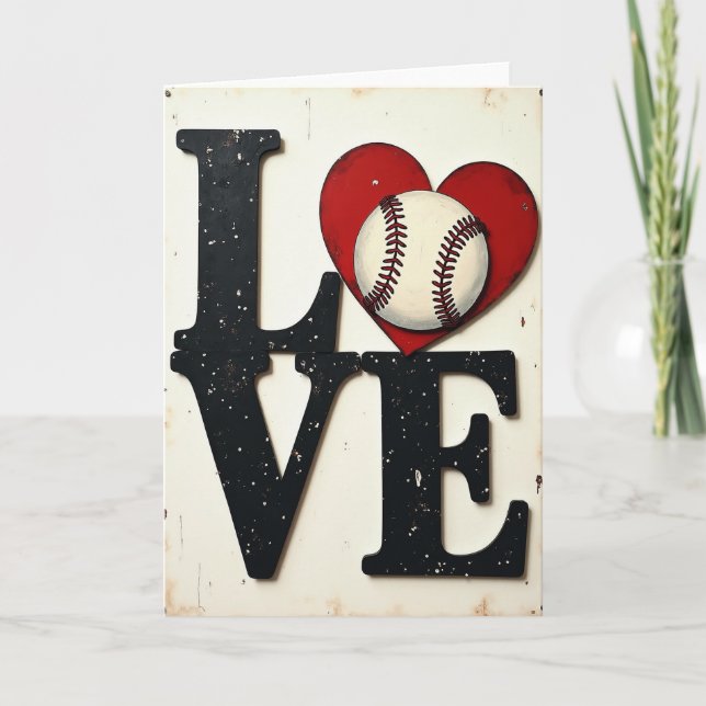 Rustic Love Baseball Heart Card (Front)