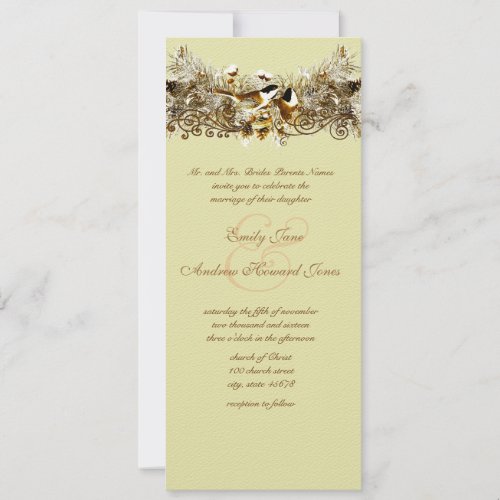 Rustic Love Bird Chickadees Wedding Invitation