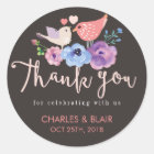 Pink Love Birds Thank You Mexican Wedding Favor Heart Sticker | Zazzle.com