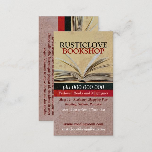 Rustic Love BookShop Literature Business Card (Front/Back)