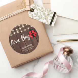 Rustic Love Bug Baby Shower Classic Round Sticker