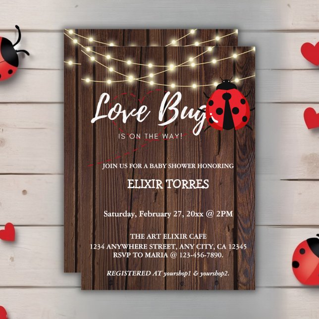 Rustic Love Bug Baby Shower Invitation (Creator Uploaded)