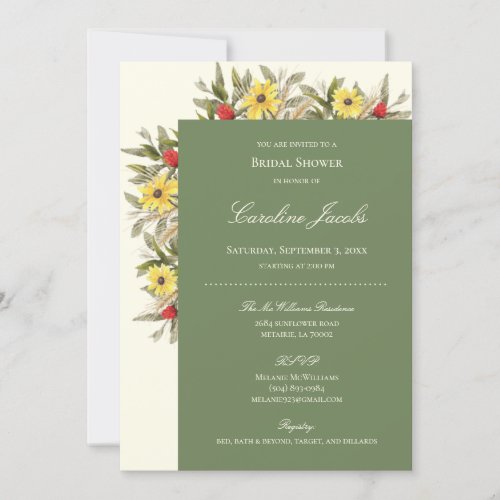 Rustic Love Floral Sage  Cream Invitation