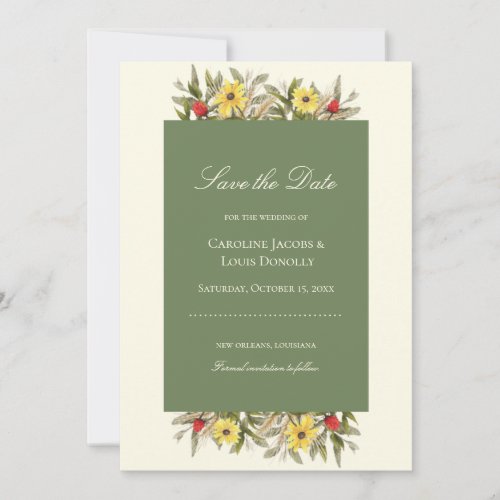 Rustic Love Floral Sage Green Save The Date