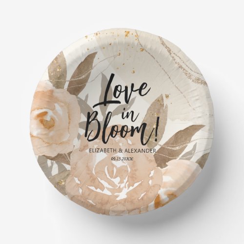 Rustic Love in Bloom Peach Flowers Paper Bowls