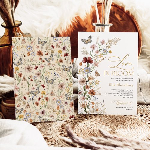 Rustic Love in Bloom Wildflower Bridal Shower Invitation