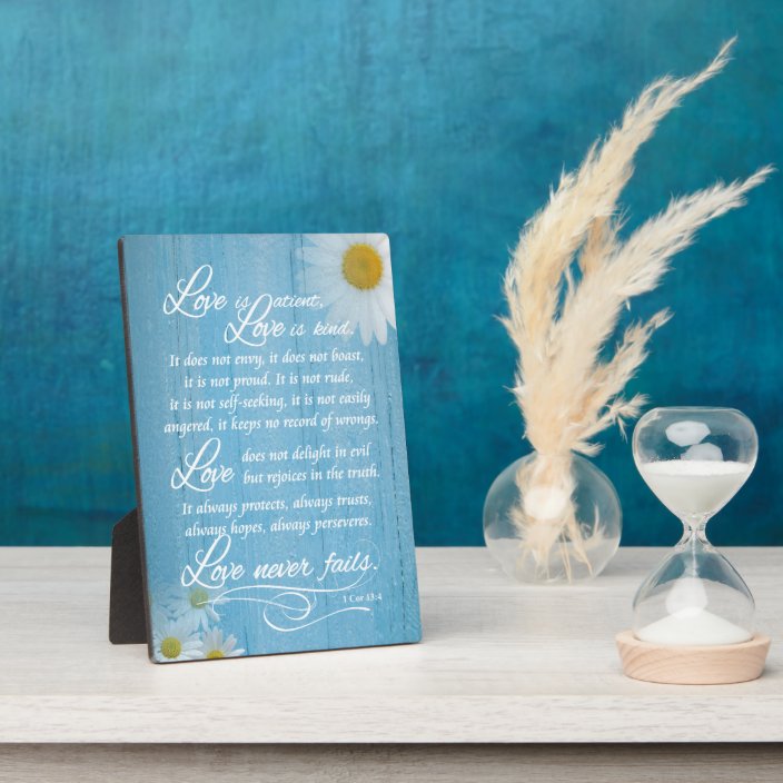 Rustic Love is Bible Verse Wedding Easel Plaques | Zazzle.com