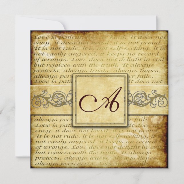 Rustic Love is Patient Vintage Wedding Invitations (Front)