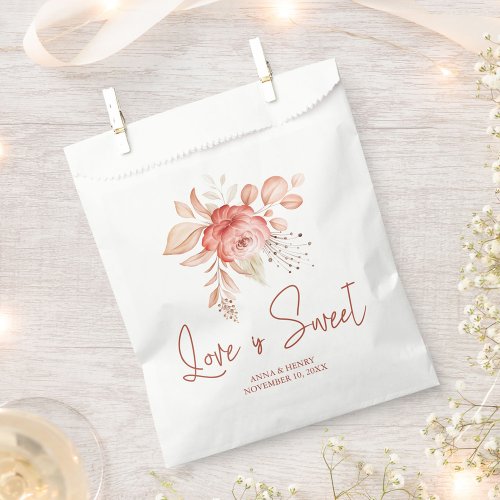 Rustic Love is Sweet Peach Floral Wedding  Favor Bag