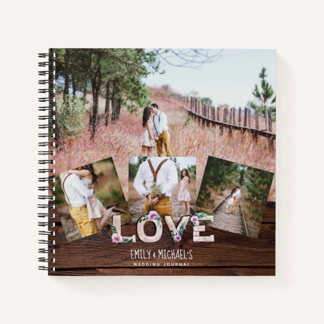 Rustic Love Lilac Wedding Bridal Shower Photos Notebook (Front)