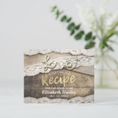 Rustic Love Rope Burlap Lace Bridal Shower Recipe Invitation Postcard (Standing Front)