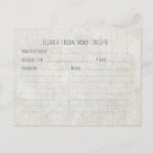 Rustic Love Rope Burlap Lace Bridal Shower Recipe Invitation Postcard (Back)