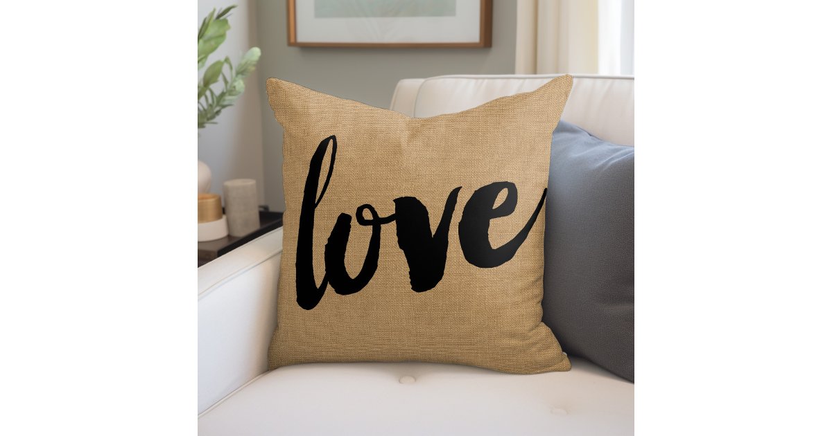 Rustic Love Script Throw Pillow | Zazzle
