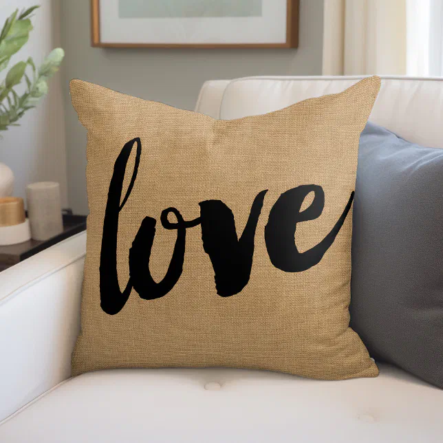 Rustic Love Script Throw Pillow | Zazzle