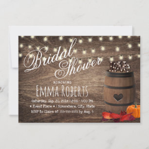 Rustic Love Sign Wine Barrel Autumn Bridal Shower Invitation