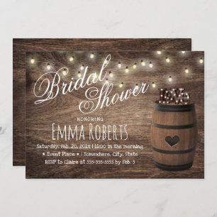Rustic Love Sign Wine Barrel Country Bridal Shower Invitation