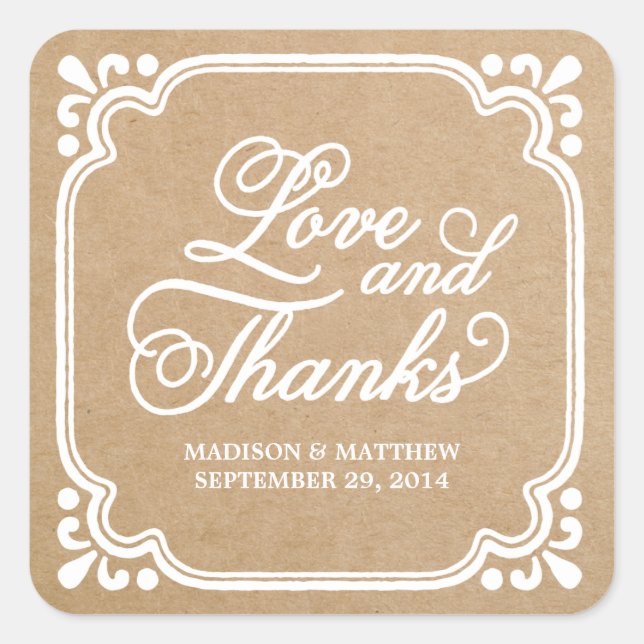 Rustic Love & Thanks | Wedding Favor Labels (Front)