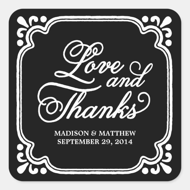 Rustic Love & Thanks | Wedding Favor Labels (Front)
