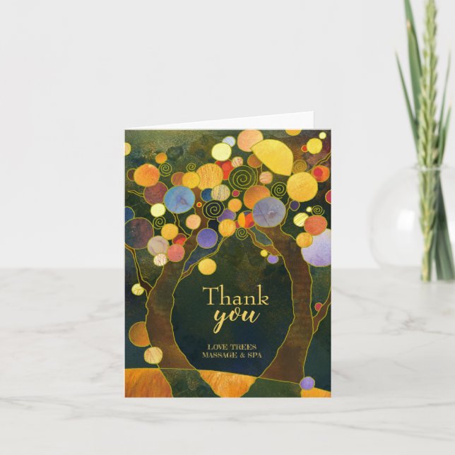 Rustic Love Trees Business Thank You Card (Front)