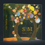 Rustic Love Trees Monogrammed Wedding Binder<br><div class="desc">Colorful, lovely circles and spirals on trees that create an archway rustic dark green background illustrated on custom Wedding Binders. Perfect wedding planners or photo albums you can easily personalize for a RUSTIC COUNTRY WEDDING | WHIMSICAL TREE THEME WEDDING | CASUAL OUTDOOR WEDDING or EVENING GARDEN WEDDING! Feel free to...</div>