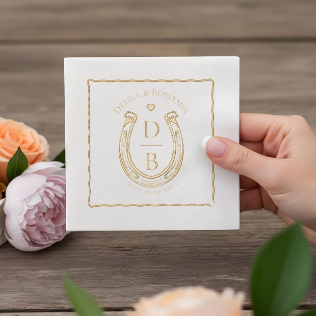 Rustic Love Western Horseshoe Monogram Wedding Foil Napkins (Rustic Love Western Horseshoe Monogram Wedding Foil Napkins)